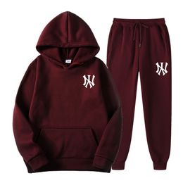 Men's Tracksuits Fashion Couple Sportwear Set NY Printed Hooded Suits Men Women 2Piece Set Hoodie and Sweatpants S-3XL 220909