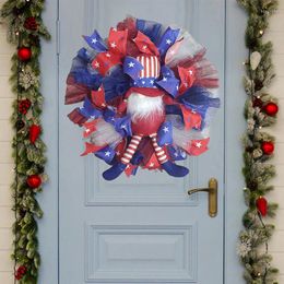 Decorative Flowers Patriotic Wreaths For Front Door 4th Of July Wreath Independence Day Decoration Outside Indoor Porch Wall Decor