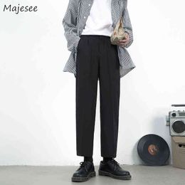 Men's Pants Men Casual Straight Pants Black Simple Design Korean Style Spring New All-match Popular Bottoms dents Fashion Ankle-length T220909
