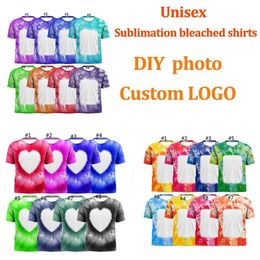 DHL Heat Transfer T Shirt Printing Blank Unisex Sublimation Bleached Shirts