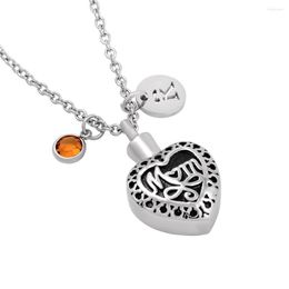 Chains IJMD0012 Stainless Steel Jewellery Vintage Pattern Mom In My Heart Cremation Urn Ash Keepsake Pendant Necklace