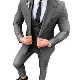 Men's Suits Blazers Men Suits 3 Pieces Slim Fit Casual Groomsmen Army Green Champagne Lapel Business Tuxedos for Formal WeddingBlazerPantsVest 220909