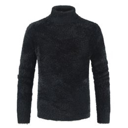 Men s Sweaters Autumn Winter Mens Turtleneck Warm Men Mohair Knit Black Pullover Fashion Male Slim Thick Soft Wool Xxxl 220908