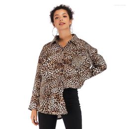 Camicette da donna primaverile camicetta donna camicetta in stile europeo camicie a maniche lunghe leopardo elegante