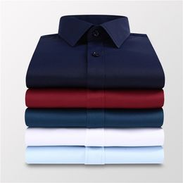 Men's Casual Shirts Plus Size 5XL 6XL 7XL Men Solid Color Business Shirt Fashion Casual Slim White Long Sleeve Shirt Male Brand Clothes 220908