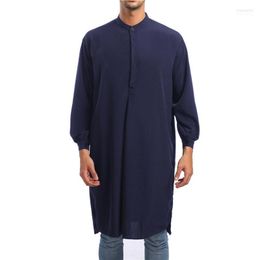 Men's Casual Shirts Mens Clothing Robe Long Sleeve Saudi Arab Thobe Jubba Man Kaftan Middle East Islamic Muslim Shirt Male