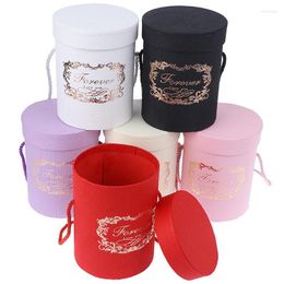 Gift Wrap 1PC Round Flower Paper Boxes Lid Hug Bucket Florist Packaging Box Candy Bar Party Wedding Supply 165 120mm