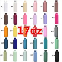 Water Bottles 500ml/17oz Stainless Steel Frosted Sports Water Bottle Portable Outdoor Sports Cup Insulation Travel Vacuum Flask Bottles