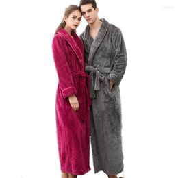 Mens Sleepwear Robe Women Thick Wram Winter Couples Long Flannel Bathrobe Man Coral Fleece Pajamas Nightgown