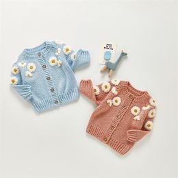 Pullover Citgeett Autumn Winter Infant Baby Girls Boys Lovely Sweater Cardigan Long Sleeve Single Breasted Flowers Knit Jacket Clothes 220909