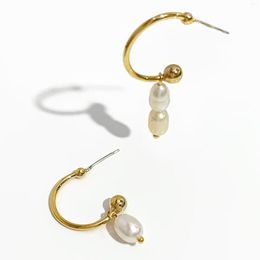 Hoop Earrings Peri'sBox Selling Baroque Pearl For Women Dainty Freshwater Asymmetrice Jewellery High Quality