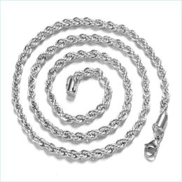 Chains High Quality 925 Sterling Sier Plated 2 Mm Flash Twisted Rope Chain Necklace Charm Unisex New Drop Delivery 2021 Jewelry Neckl Dh2Ks