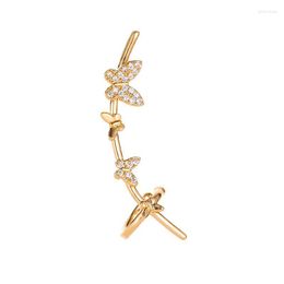 Backs Earrings ZDMXJL Sweet Fully-jewelled Zircon Butterfly One-piece Ear Cuff Women's Earring Bones Clip For Lady Bijoux Jewelry