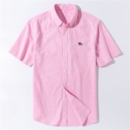 Men's Casual Shirts Summer Short Sleeve Turndown Collar Regular Fit Oxford Fabric 100% Cotton Excellent Comfortable Business Men Casual Shirts 220908
