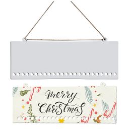 Sublimation Christmas Candy Cane Advent Calendar MDF Blank Countdown Reusable Reindeer Hanging Board Holder