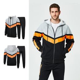 Men's Tracksuits Style For Autumn And Winter Hoodie Suit Plus Size Casual Sports Two-Piece Color Matching Sweater Jacket Men