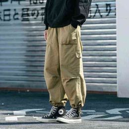 Men's Pants Black Cargo Pants Men Casual Wide Leg Pants Streetwear Joggers Harajuku Hip hop Ankle length Trousers Techwear Clothes 2021 Fash T220909