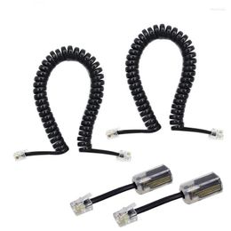 Computer Cables Telephone Cord Detangler 2 Pack Black Coiled Handset / 1.1 Ft Extended Rotatable P