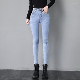 Jeans da donna in pile 2022 autunno e inverno pantaloni a vita alta più sottili addensati pantaloni esterni a matita pantaloni da donna