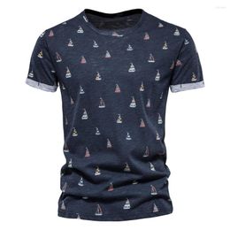 Men's T Shirts Summer Mens Clothing Geometric Cartoon Pattern Tshirt Pure Cotton Leisure Short Sleeves Men