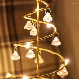 Strings Christmas Tree Crystal Copper Wire Table Lamps Fairy Lights Decorations For Home Bedroom Lamp Navidad Holiday
