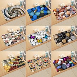 Carpets Colour Stone Pattern Bedroom Anti-Slip Shop Home Decor Doormat Kitchen Bath Soft Entrance Door Mat Coral Velvet Carpet Rug