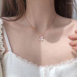 Pendant Necklaces VOQ Silver Colour Romantic Lucky Flower Necklace Ladies Opal Clavicle Chain Birthday Gift Jewellery