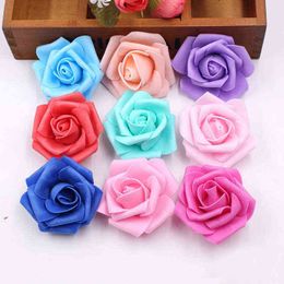 Faux Floral Greenery 100 pcs 6 cm PE Foam Artificial Rose Flower Head Wedding Car Decoration Christmas Birthday Party Gift Box Packaging DIY crafs J220906