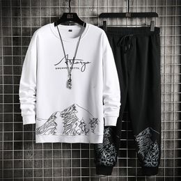 Men's Tracksuits Fashion Sports Wear Two Pieces Set Mens HoodiePants Set Harajuku Printing Spring Autumn Casual Outfit Set Men Sweatsuit 220909