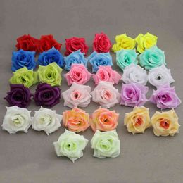 Faux Floral Greenery 100 pcs 8 CM Artificial Fake Silk Rose Flower Head for Wedding Christmas DIY Flower Ball Ornaments Flowers J220906