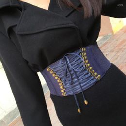 Belts Ladies Wide Elasticated Bandage Belt Buckle Slimming Body Waist Elastic Dress Tied Cummerbund Girdle