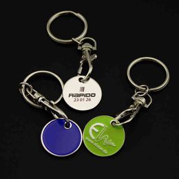 Keychains 2Pcs Coin Holder Token Trendy Shopping Carts Keychain Random Style Metal Creative Shopping Trolley Token Keyrings Accessories T220909