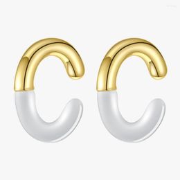 Backs Earrings ENFASHION C Shape Glass Ear Cuff For Women Gold Color Minimalist Non-Piercing Earings Fashion Jewelry Kolczyki E201202