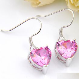 Dangle Chandelier Fashion Women Earring Pink Kunzite Gems Love Heart Cz Zircon 925 Wedding Gift Dangle Jewellery Designs 12 Pair Dro Dhtvs