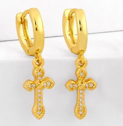 Jewelry Earrings Cubic Zirconia eye cross gold color CZ Crystal Ear Clips No Pierced earrings for women Jewellery wj4