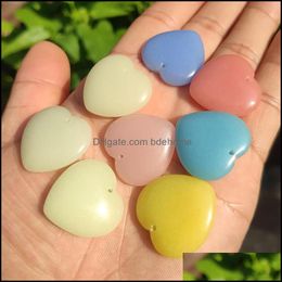 Charms Heart Shape Luminous Stone Charms Fluorescent Chakra Healing Pendant Glow In Dark For Necklace Jewelry Accessories 25X25X6Mm D Dhslv