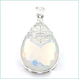 Pendant Necklaces Teardrop Huge Pendants White Moonstone Gems 925 Sterling Sier Plated Fine Jewelry Women Necklace 15X20Mm Drop Deliv Dheou