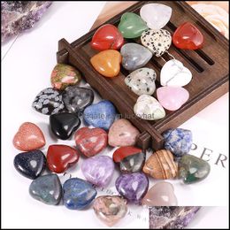 Stone 20X10Mm Love Heart Natural Crystal Stone Craft Ornaments Quartz Healing Crystals Energy Reiki Gem Living Room Decoration Drop D Dh5Hr