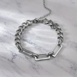 Titanium Steel Link Chain Bracelets For Men Cold Metalic Splicing Stainless Steel Square Bracelet Men Jewellery