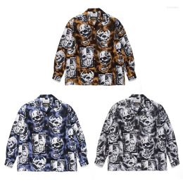 Men's Casual Shirts WACKO MARIA Long Sleeve Shirt Men Skull Print Women T-Shirt HAWAIIAN Mens Clothing