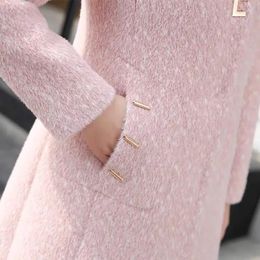 Women's Wool Women's & Blends 2022 Fashion Mink Fleece Jacket Autumn Winter Thick Woolen Coat Slim Warm Fluff Casual Tops Add Cotton