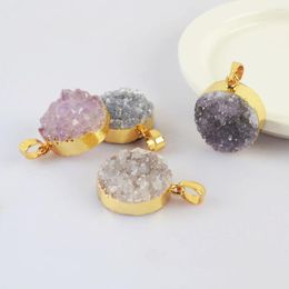 Pendant Necklaces BOROSA 5/10PCS Mix Colour Gold Plated Round Agate Druzy For Women's Earrings And G2022