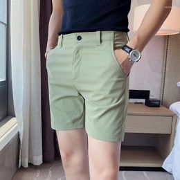 Men's Shorts 2022 Men Summer Solid Color Casual Clothing Slim Fit Streetwear Male 5 Points Mid Pants Suit G81