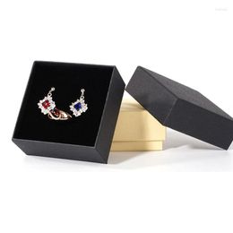 Gift Wrap Exquisite Square Jewelry Box For Pink Gradient Black White Kraft Paper Earrings Pendant Ring