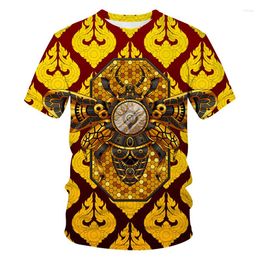 Мужские рубашки роскошная золотая цепочка мужская рубашка 3D графическое принт барокко лето с коротким рукавом королевская одежда хип -хоп топ