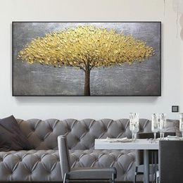 Gemälde handgemalte Messer Gold Baumölmalerei auf Leinwand Große Palette 3D für Wohnzimmer handgefertigt abstrakte Wandkunst