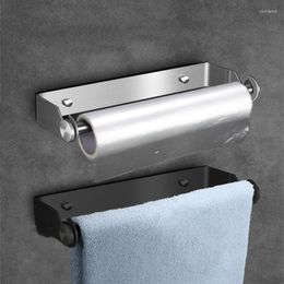 Hooks 304 Stainless Steel Paper Towel Rack Kitchen Roll Holder Punch-Free Wall Hanging Cling Film Bathroom Tissue Stand