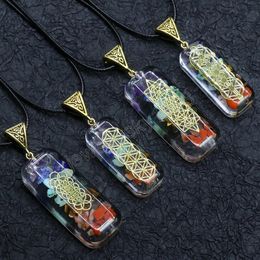 7 Chakras Orgonite Energy Stone Pendant Necklace Healing Amulet Orgon Crystal Pendulum Necklaces Jewelry Women Girls Lucky Gifts