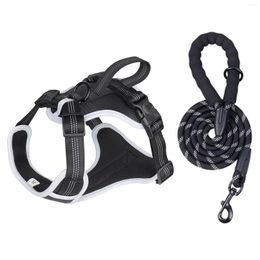 Dog Collars Reflective Adjustable Training Handle Walking Comfortable Pet Supplies Harness D-Ring Vest No Pull Night Outdoor With Leash