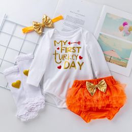 Clothing Sets Infant Letters Long Sleeve Triangle Romper 0-24M Baby Girls Solid Color Bow-knot Shorts And Socks Cover With Headwear